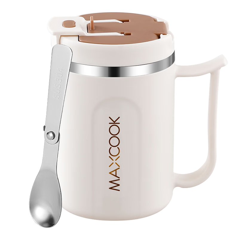 Maxcook 316 Stainless Steel Mug, Water Cup, Insulated Coffee And Breakfast Oatmeal Cup with Lid, Brewing Cup for Home Use, 500ml