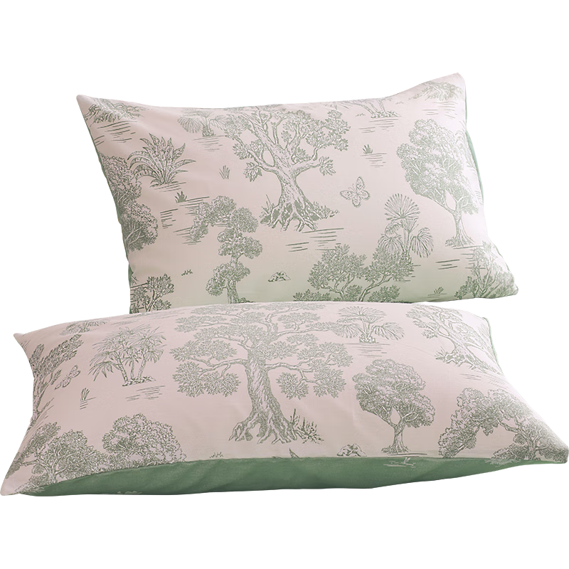 Grace Class A 100% Cotton 7A Antibacterial Home Printed Pillowcase Set, Adult Pure Cotton Pillowcases 2 Pieces 48*74cm
