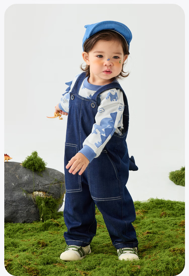 Minibala Boys And Girls Suspender Pants, Comfortable Elastic Eco-Friendly Cute Dinosaur Design Two-Piece [Suspenders Set] 11