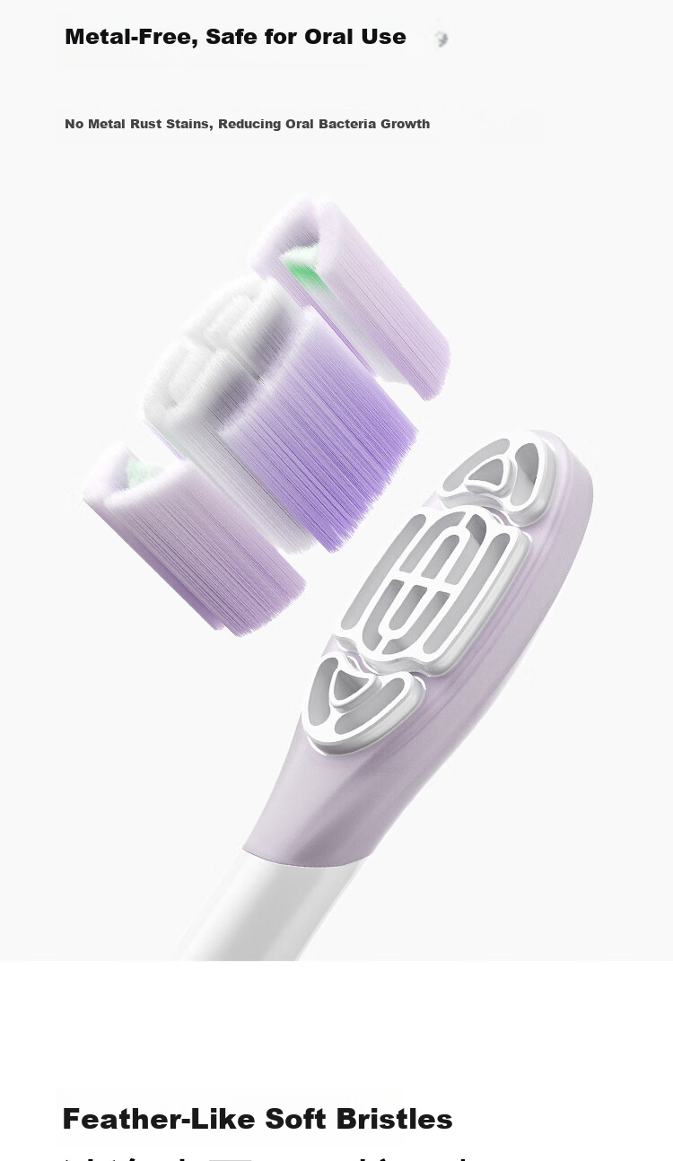 Mijia Xiaomi, Mijia Shock-Absorbing Cleaning Brush Heads, 3-Pack, Compatible with Basic Vibration/Sweep Vibration Pro/Servo Vibration Electric Toothbrushes, Birthday 3