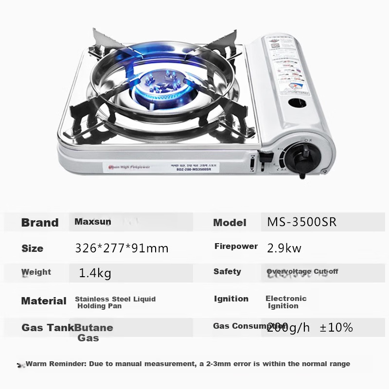 Jauto MAXSUN Portable Cassette Stove MS-3500SR, Outdoor Gas Stove, Barbecue Grill