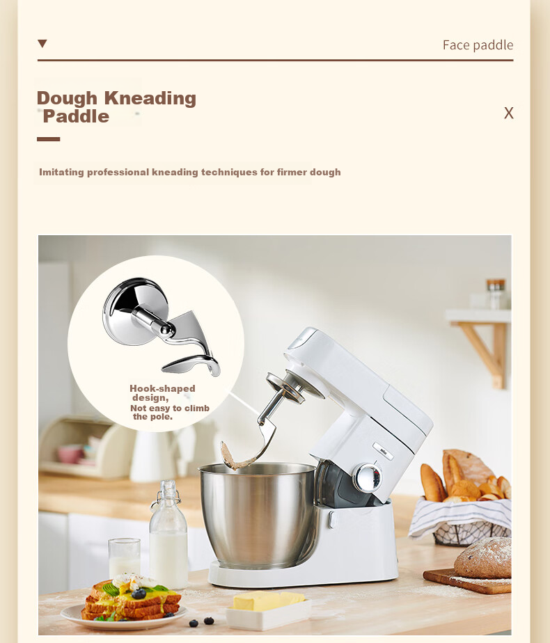 BRAUN Household Kitchen Machine, 6.7L Multifunctional Whisking And Mixing Machine, Electric Egg Beater, Baking Cream Whipper, Self-Operated Blending Food Processor KBL4300W 9