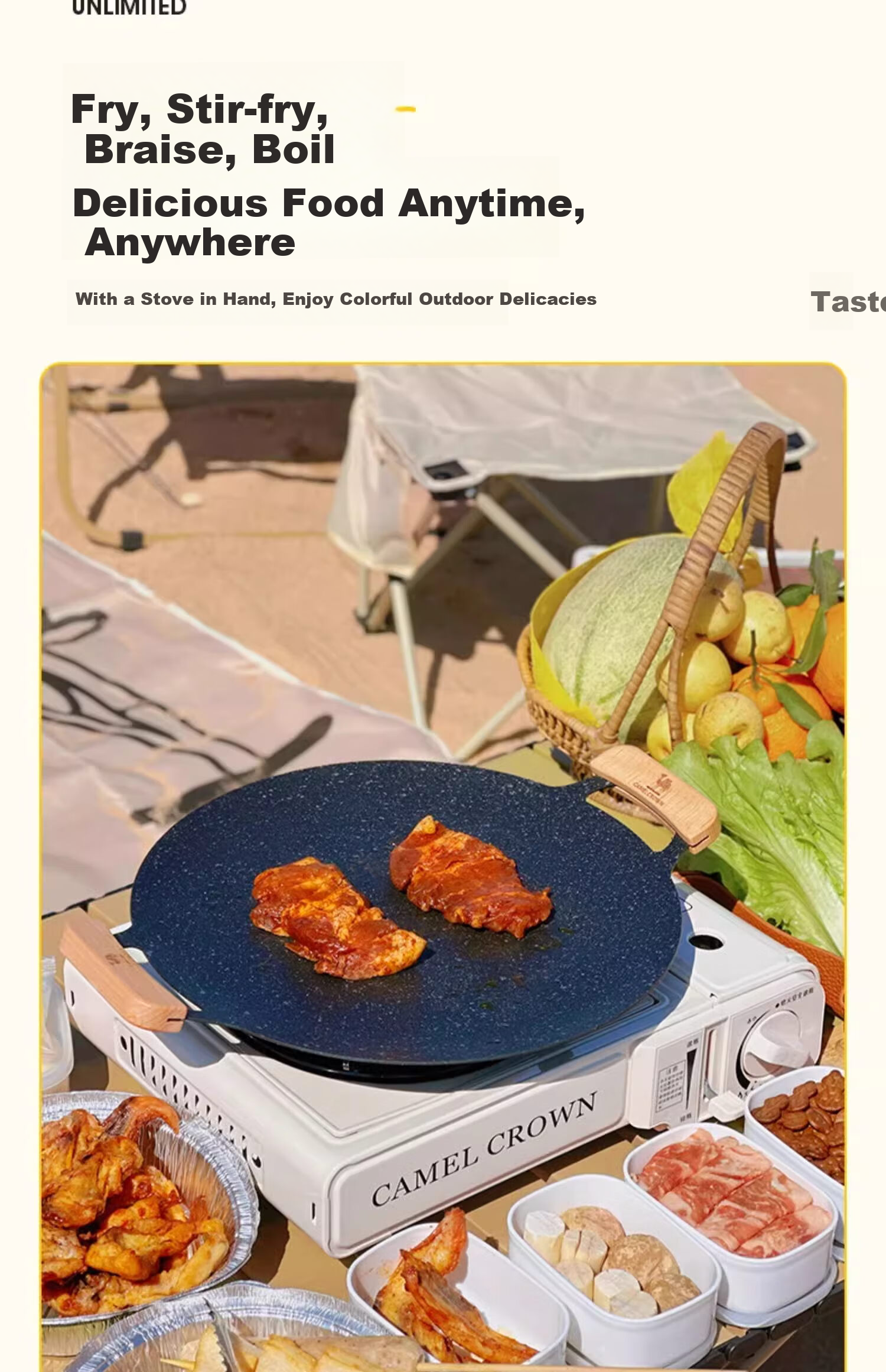CAMELJEANS Outdoor Five-Burner Portable Stove for Picnic Camping, High-Power Barbecue Grill, Hot Pot Cooking Stove, One-Person Hot Pot Burner 8