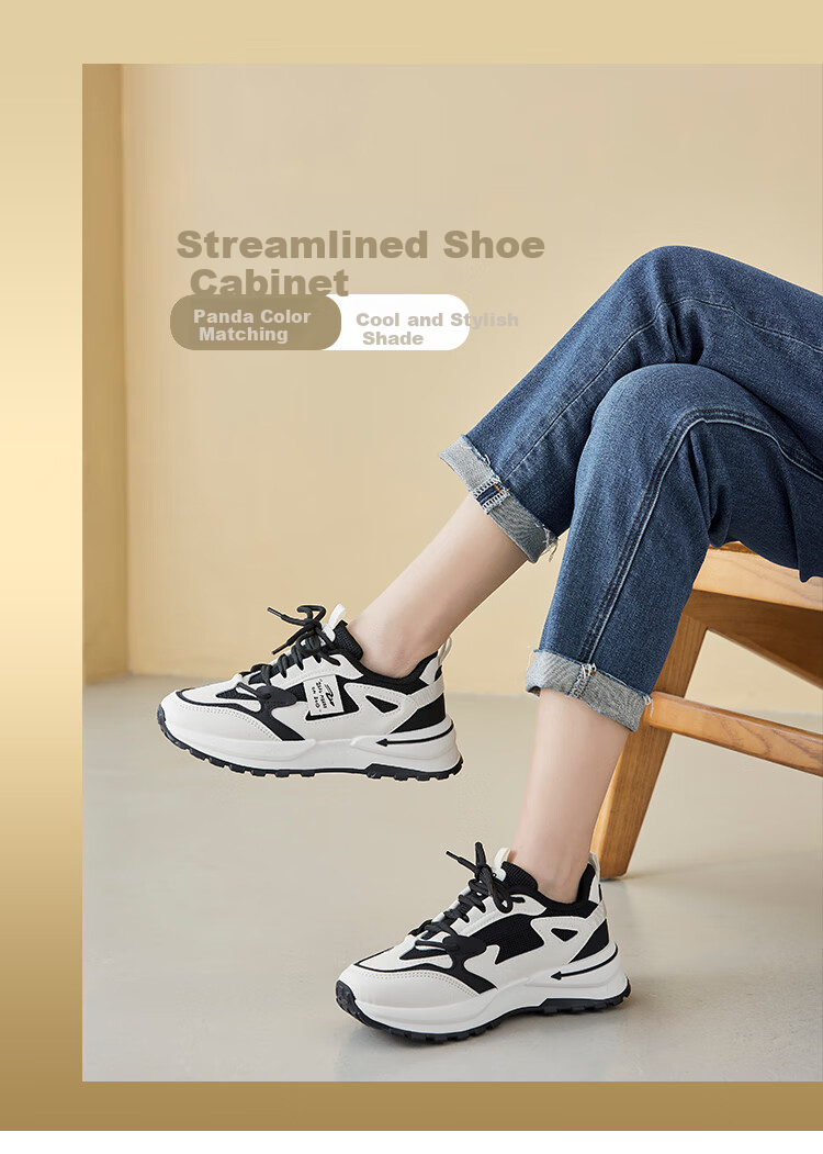 ZHR Women's Casual Shoes, Spring And Autumn Fashion Cool Round Toe Shoes, Thick-Soled Versatile Dad Shoes for Women, CS16 Brown, Size 37 3