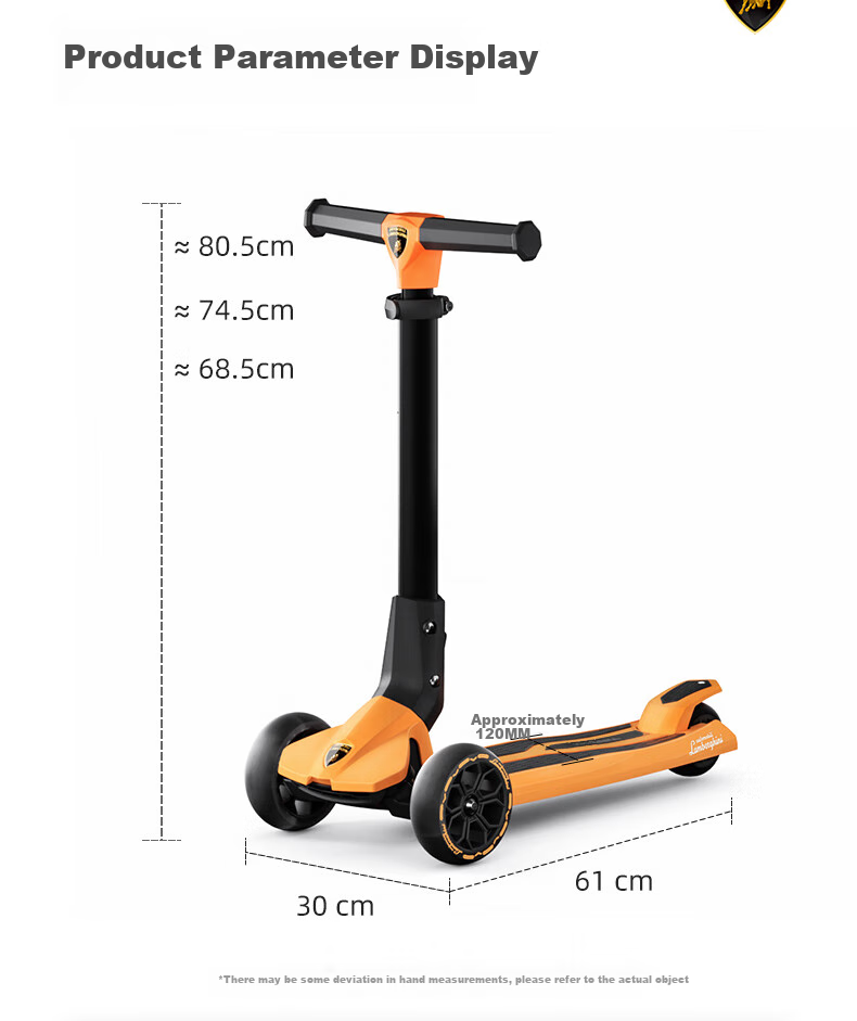 Kick'n'Roll Children's Scooter for Ages 3-12, Holiday Gift, Light-Up Pedals, Flashing Wheels, Lamborghini Scooter, Rose Pink 20