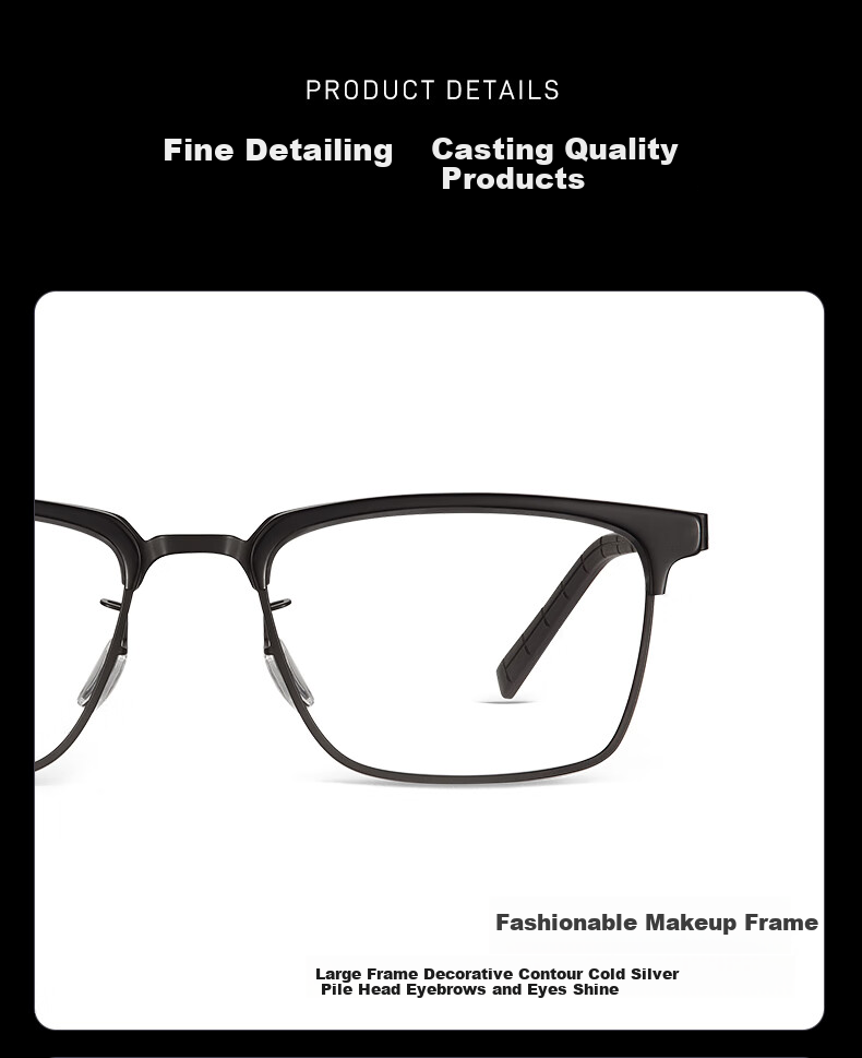 LOHO Thin Steel Series | Ultra-Light Browline Glasses for Men, Business Semi-Rimless Frames with Blue Light Protection, Prescription Available, Anti-Radiatio 13