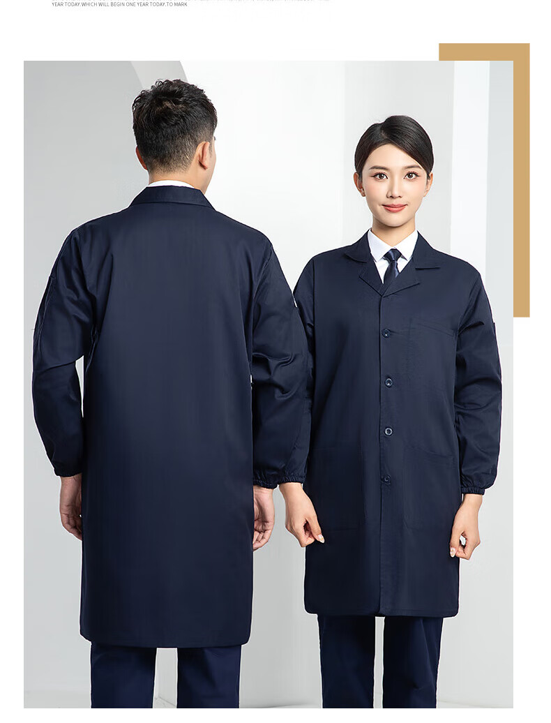 Leyoubaiyi Lab Coat, Navy Blue Medium Size, Durable And Dirt-Resistant Long-Sleeve Coat for Men And Women, Dustproof Workwear for Factory Workshop, Moving Goods, And Laboratory Protective Clothing 11