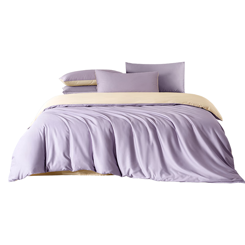 JD Original, 60-Piece Pure Cotton Bedding Set, 100% Xinjiang Long-Staple Cotton, Gong-San A-Class Bedding, Luxurious High-End Bedsheet, Duvet Cover, for 1.5-Meter Bed, Lavender Tea