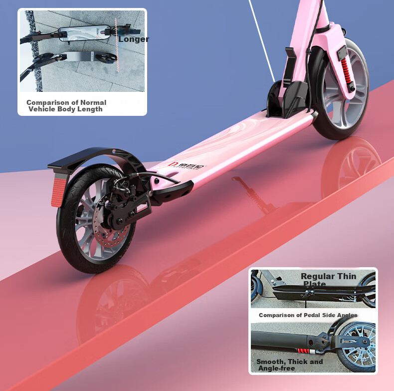 DEPTHPOWER Adult And Children's Scooter with Triple Shock Absorption, Foldable, Dual Brake, Flagship Black Model with Free Gift 3