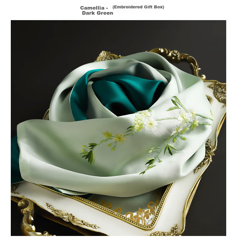 Hangsifu Silk Mulberry Silk Suzhou Embroidery Scarf, Flower Pattern Gift Box, Shawl, Outer Wear, Birthday Gift for Mom, High-End Mid-Autumn Festival Present 6