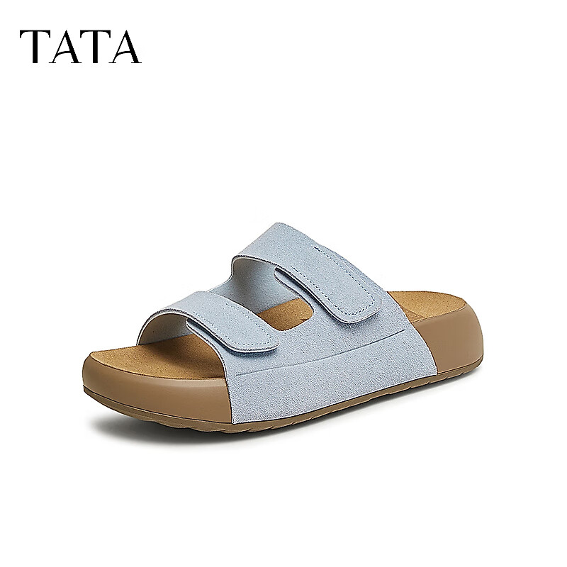 TATA Retro Birkenstock-Style Shoes, Women's New Autumn Thick-Soled Beach Sandals, Outdoor Slippers, Unisex Sandals, Blue, Size 35