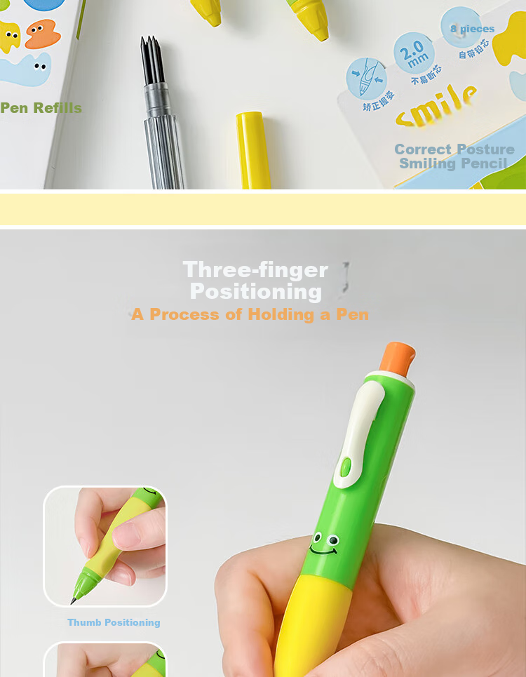 Sannianerban & Bifangshuo Ergonomic Automatic Pencil with Matching Lead Refills, Single Box 2