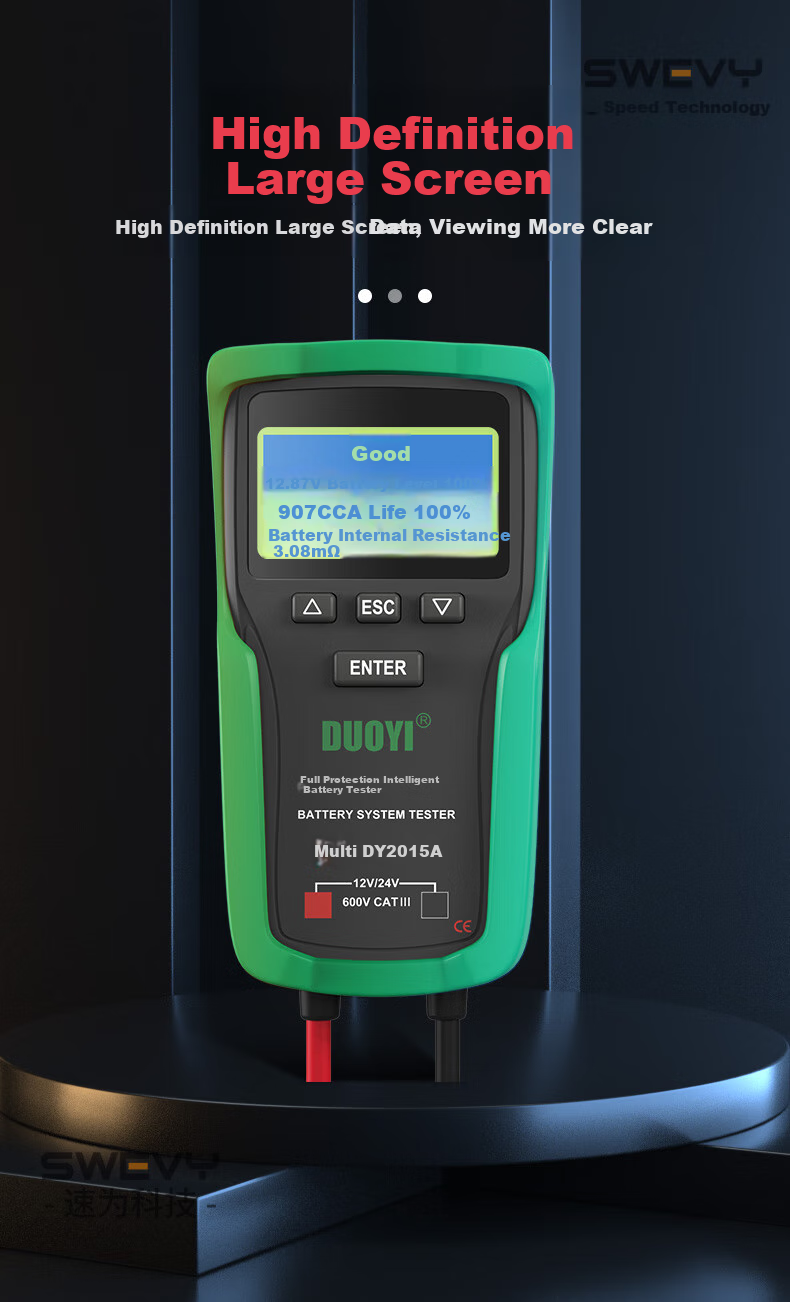 Duoyi Car Battery Tester, 12V/24V Battery Test Meter, Internal Resistance Tester for Batteries, DY-2015A 11