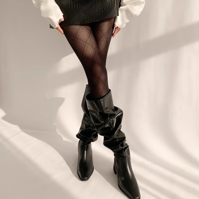 LangSha Elegant Black Silk Stockings for Women, Japanese Style with Boots, 2 Pairs, Thin Spring And Autumn Style, JK Internet Celebrity Sexy Leg-Thin Pantyhose 5