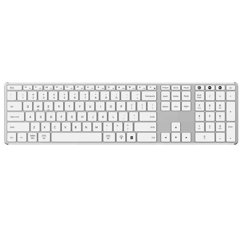 AUSDOM S4 Pro Wireless Bluetooth Keyboard, Desktop And Laptop Keyboard, Ultra-Thin Metal Rechargeable Full-Size Silent Keyboard, Long Battery Life, 110 Keys with Backlight, White