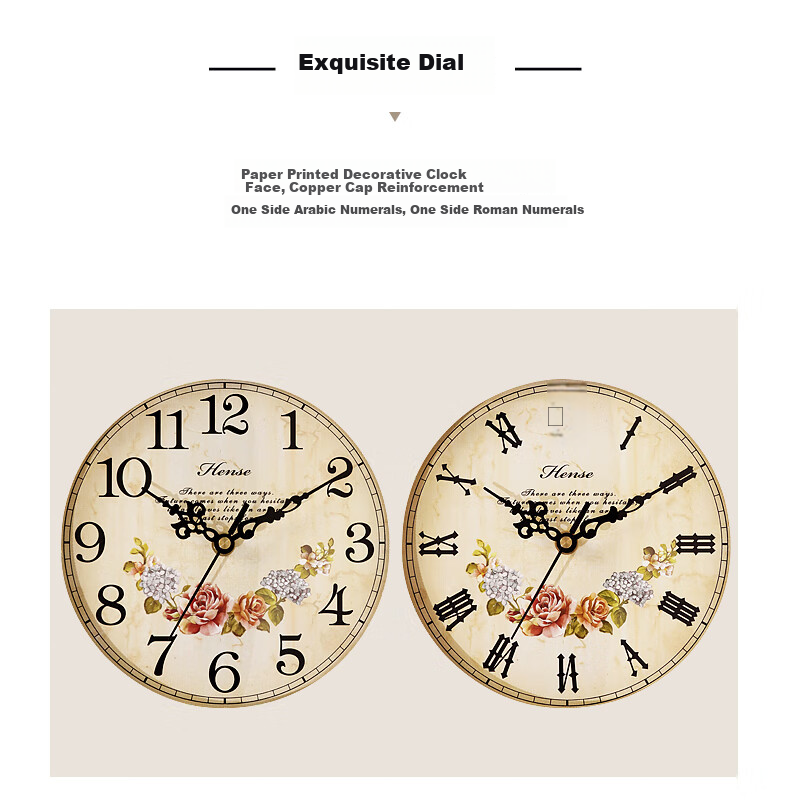 Hense Double-Sided Wall Clock, Living Room Wall-Mounted Clock, Creative Light Luxury Decorative Wall Clock, Quartz Clock HDS01 White 42cm 5