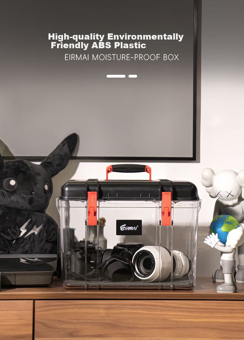 EIRMAI R25-Y DSLR Camera Dry Box Moisture-Proof Cabinet Plastic Case Sealed Lens Tea Electronic Box Large Size Portable with Built-In Moisture-Absorbing Card Desert Yellow 6