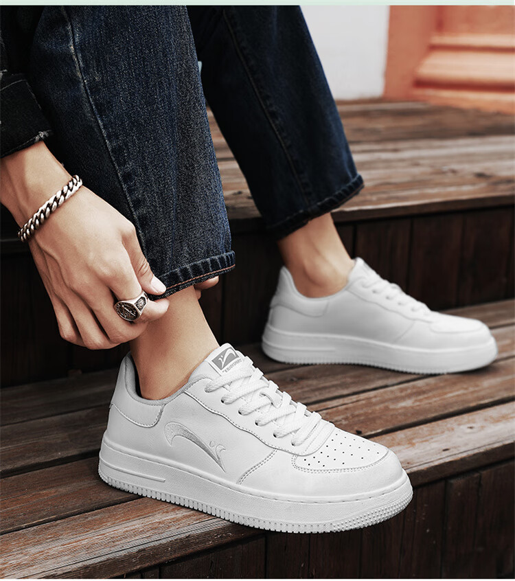 Guirenniao Men's Sneakers, Low-Top Soft-Soled Versatile Casual Shoes, Classic White Shoes, All Black, Size 44 10
