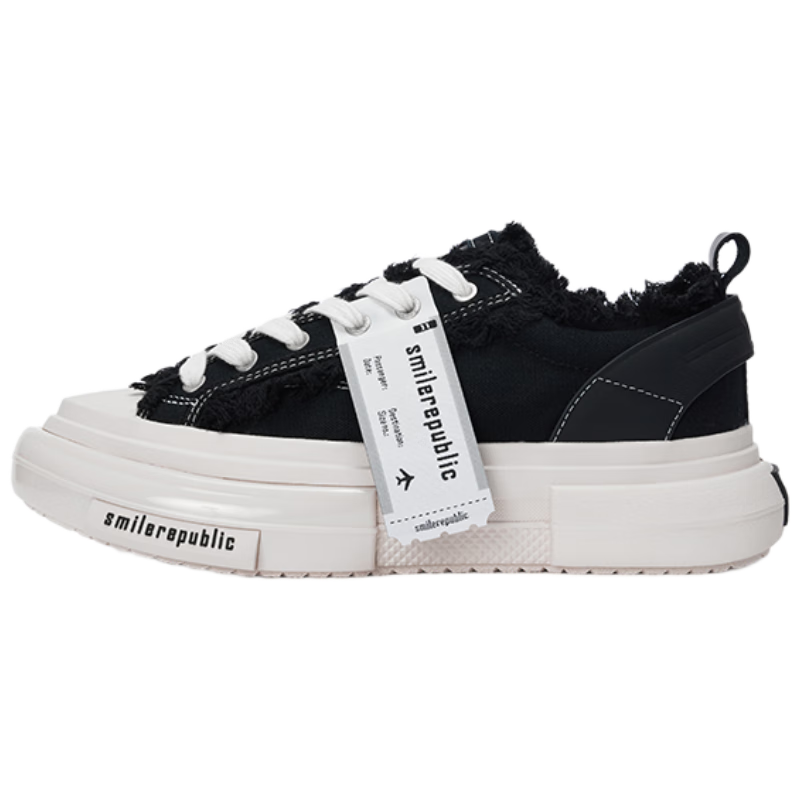 Smilerepublic [Xu Yiyang's Choice] 70S Classic Black/white Low-Top Canvas Shoes, Black, Size 36