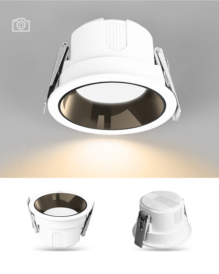 NVC LED Downlight 7W White Cup Tri-Color Full Spectrum Eye Protection Recessed Ceiling Light for Living Room and Bedroom [Guanghua] Ra98 4