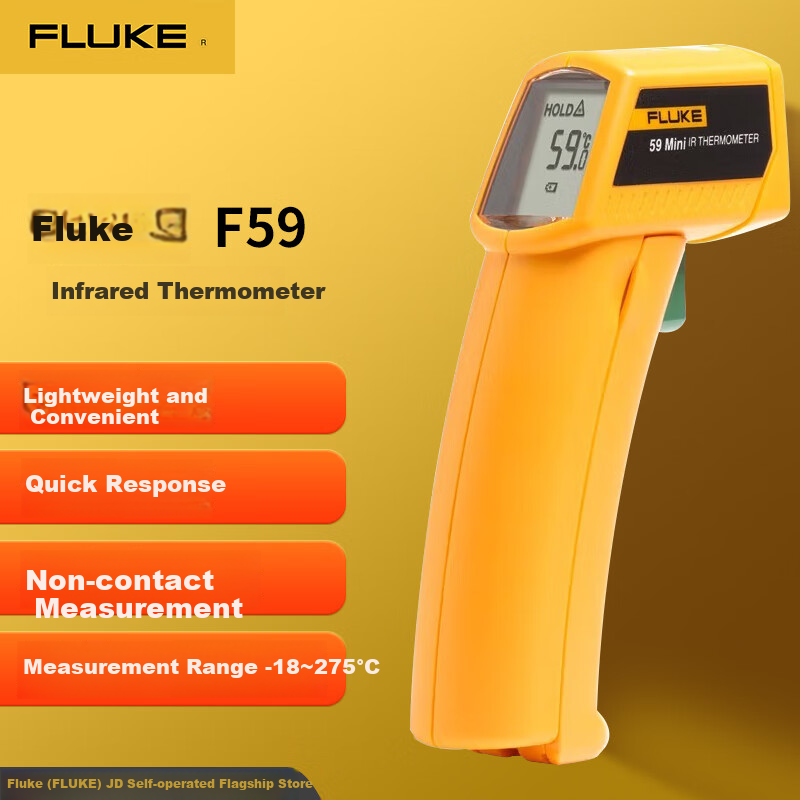 FLUKE F59 Infrared Thermometer, Temperature Gun, Electronic Thermometer, Temperature Range -18°C to 275°C