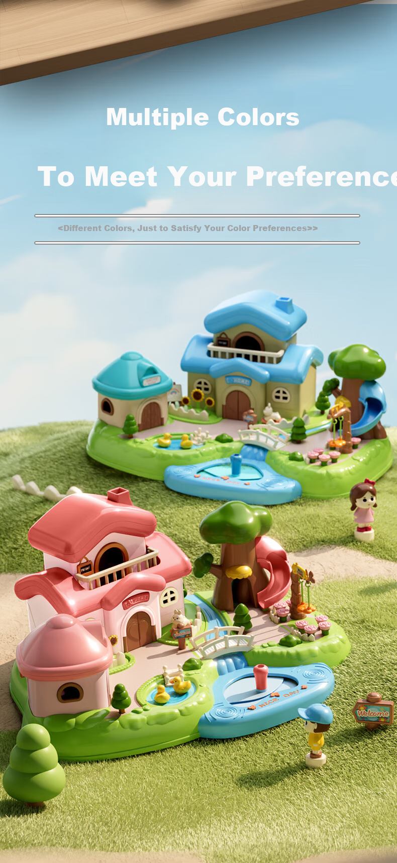 Kakabeier [4-Person Couple] Children's Magnetic Pretend Play Toy, for Girls Aged 3-6, Birthday Gift, Luxurious Surprise Garden Villa 10