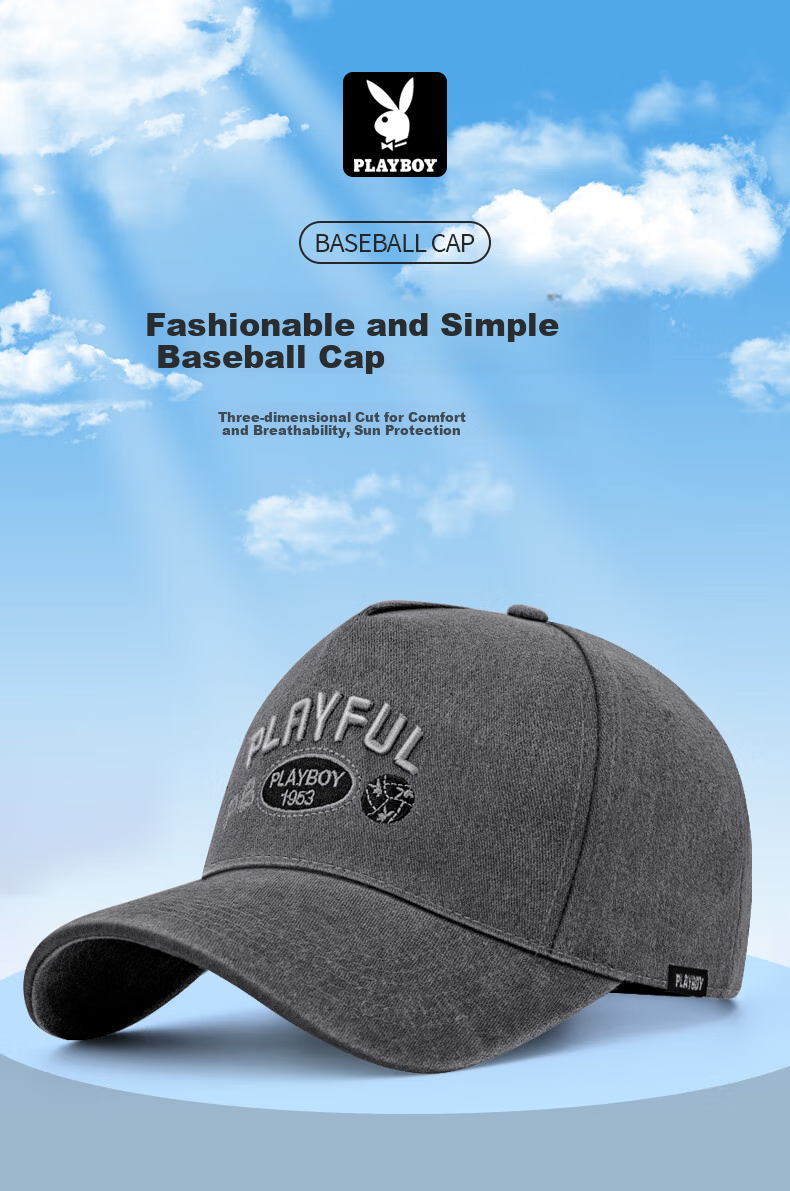 PLAYBOY Baseball Cap for Men, Spring Summer All-Season Casual Versatile Sun Protection Travel Visor Hat Outdoor UV Protection Cap for Middle-Aged Me 1