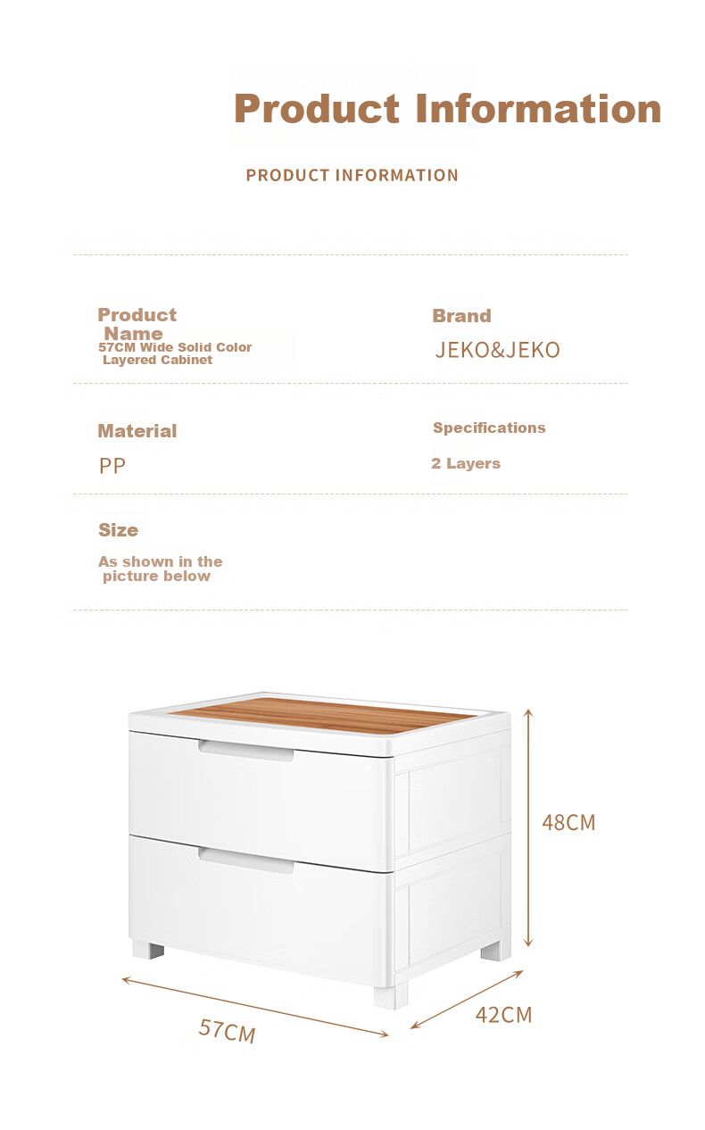 Jiekou Bedside Table, Bedroom Small Cabinet, Drawer-Style Storage Cabinet, Plastic Thickened Storage Cabinet, 2 Layers 6