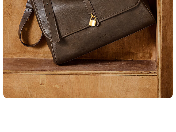 JONBAG Street-Style Flip-Top Briefcase Lock Shoulder Bag, Large Capacity, Fashionable Versatile Commuter Birthday Gift for Wife 3