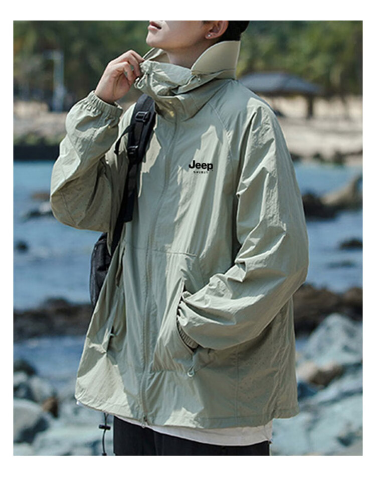 JEEP SPIRIT Unisex Ice Silk Sun Protection Jacket Summer UPF50+ Waterproof UV Protection Coat Off-White 3XL 11