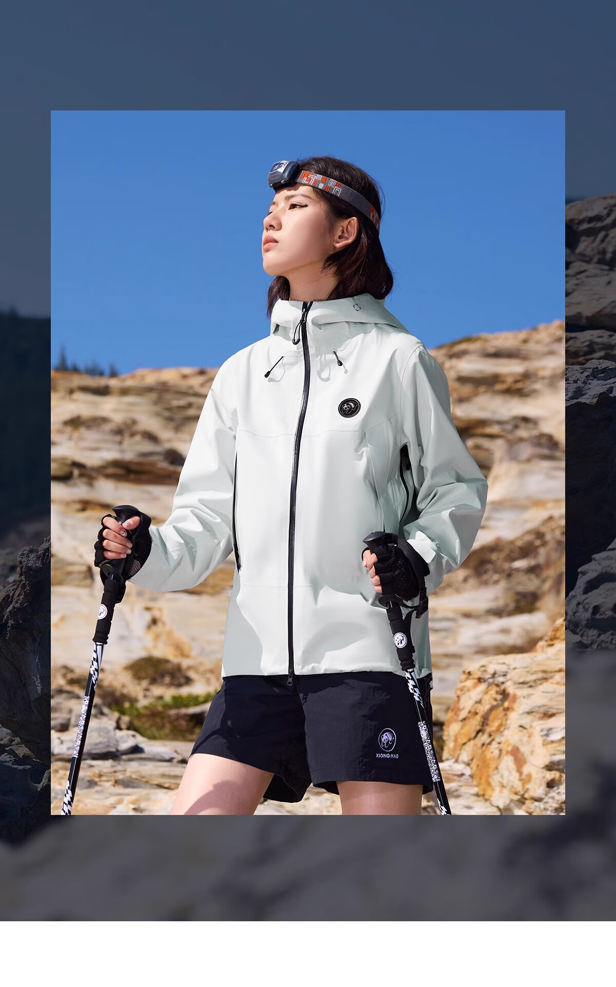 CAMEL Panda Outdoor 3L Hard Shell Single-Layer Waterproof Jacket, Multi-Functional Triple-Protection Mountaineering Suit, Heavy Rain-Resistant 22