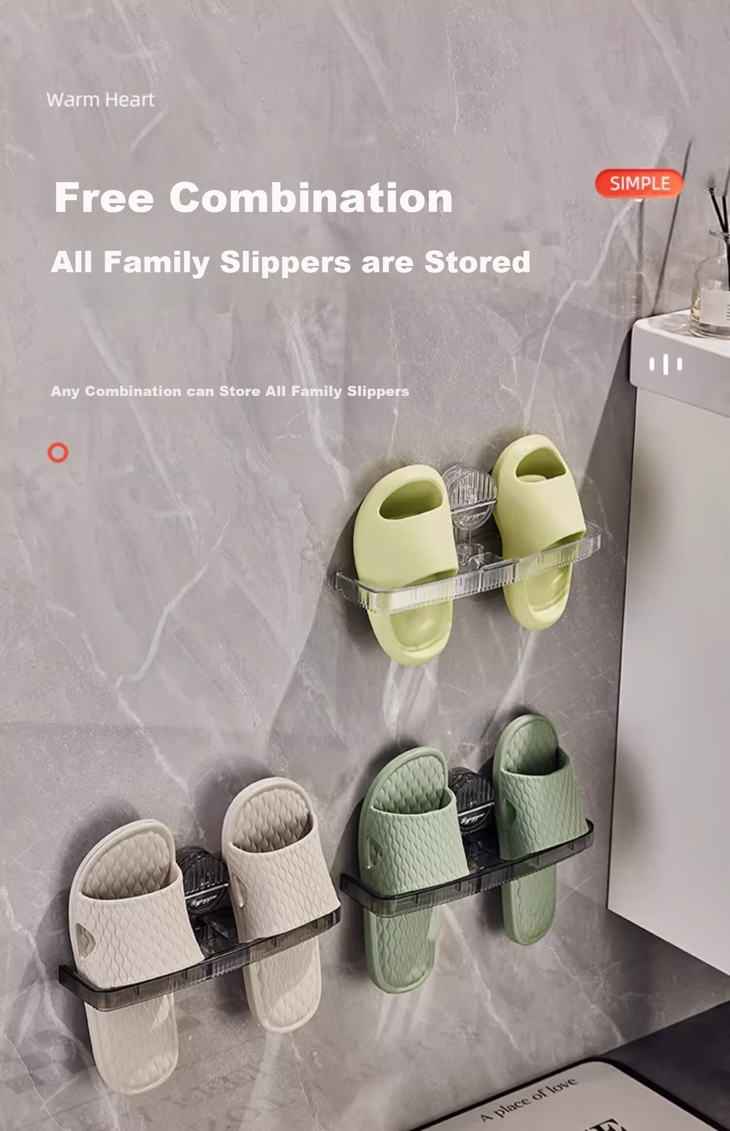YOUQIN Suction Cup Bathroom Slipper Rack, No Drilling Required, Toilet Shoe Storage Organizer, Wall-Mounted Draining Shelf 9