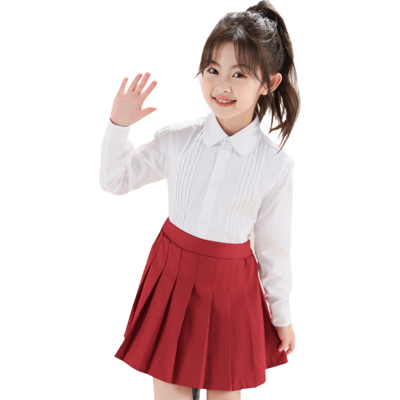 Yinuofang Children's White Long-Sleeve Shirt, Children's Day Performance Costume, Undershirt, Girls' Shirt, Chorus T-Shirt