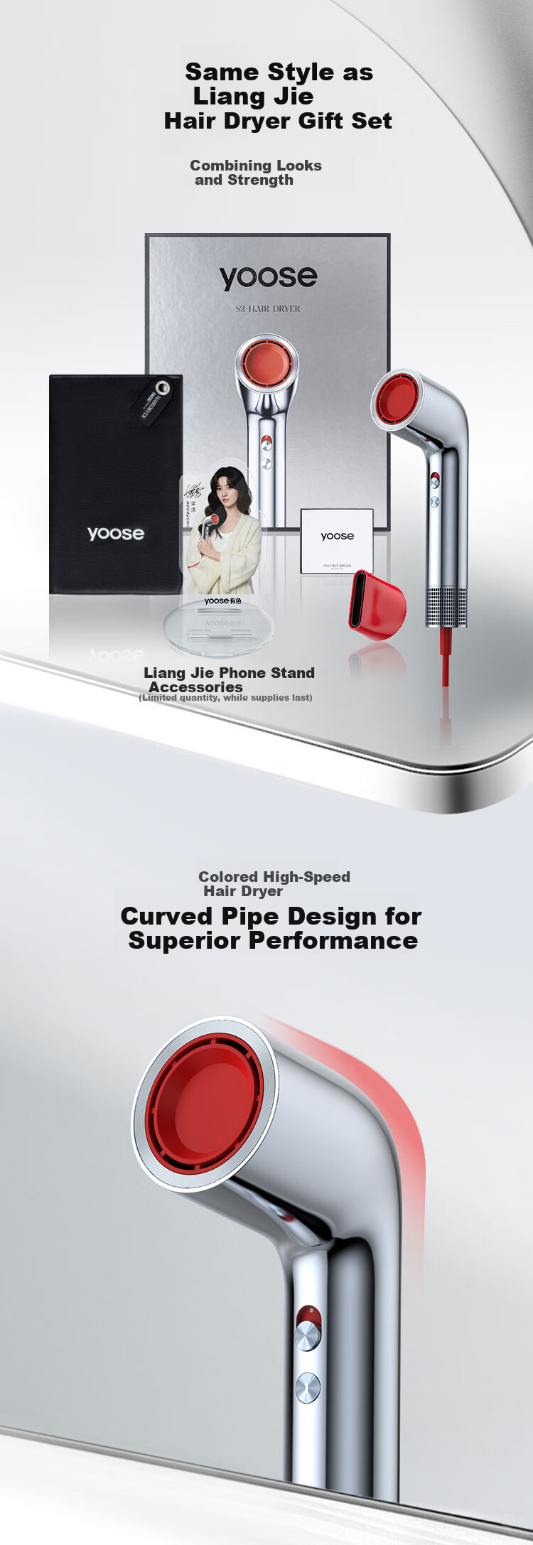 Yoose [Gao Yuan Yuan's Choice], High-Speed Hair Protection Hair Dryer for Home Use, Negative Ion Quick-Drying Electric Hair Dryer, Gift for Women, Goddess Gift, High-Power Non-Damaging to Hair, Birthday Gift, Obsidian Black 2