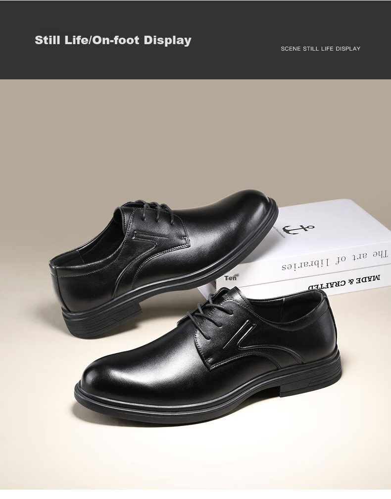 CARTELO Leather Shoes for Men, Business Formal Dress Shoes, Casual New Style Heightening Derby Shoes, Wedding Soft-Soled Breathable Groom's Shoes, British Style 2