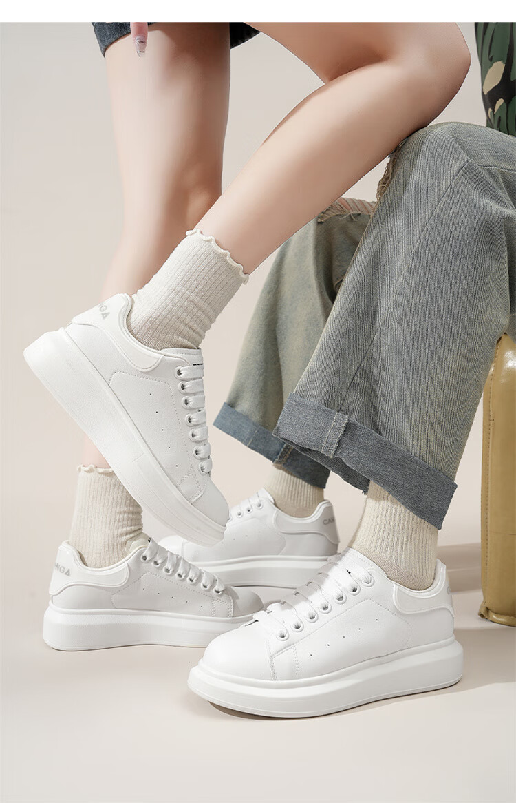 Semir Women's White Sneakers Spring Autumn Height Increasing Casual Shoes McQueen Style SFYM251037 White Black Size 40 2
