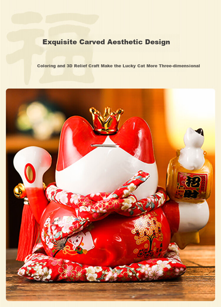 JD Original Fortune Cat Storage Jar Ornament, Lucky Cat for Business Opening, Housewarming Gift, Office Desk And Cashier Counter Decoratio 5
