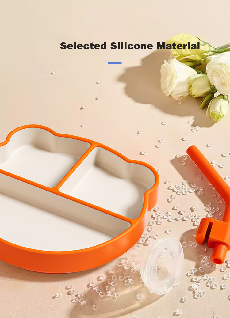 DOCTOR MA Baby Plate, Silicone Feeding Tray with Detachable Sections, Children's Tableware, Complementary Food Bowl And Plate, Green Lunch Box 3