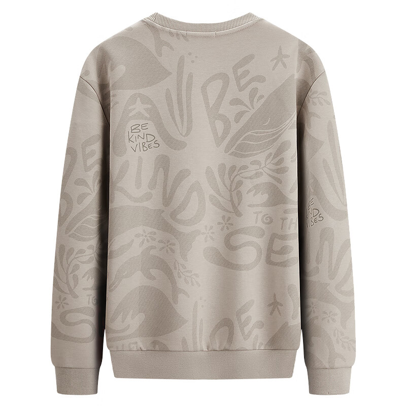 Dance with Wolves [Heavy Embroidery] Autumn Winter Fashion Embroidered Casual Men's Commuter Sweatshirt 706 Light Khaki 175