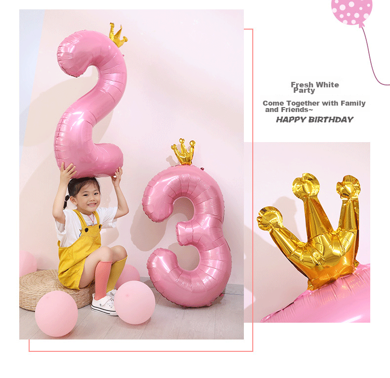 Ounizi Birthday Scene Decoration, Girl's Birthday Props, Atmosphere, Boy's Party Decorations, Happy Birthday, Pink Number Balloons 1 7