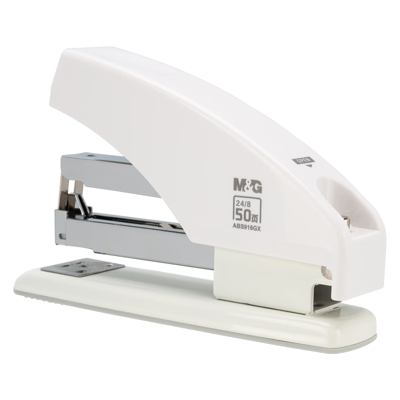 M&G No.12 Labor-Saving Jingang Series Heavy-Duty Stapler for Exam Papers And Documents, Student Office Lightweight Portable Handheld Labor-Saving Stapler ABS916GX White