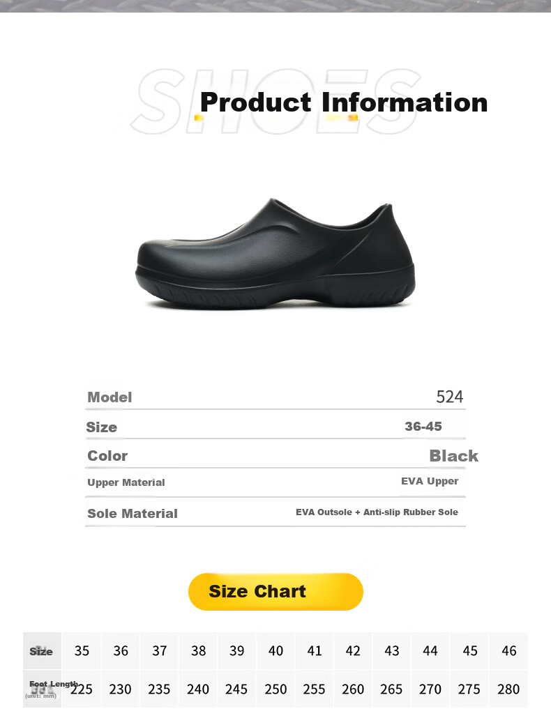 LAOGUANJIA Chef Shoes, Non-Slip, Waterproof, Oil-Resistant, Kitchen Work Anti-Slip Shoes, Lightweight, High-Elasticity, Canteen And Restaurant Work Shoes, SRC 45 8