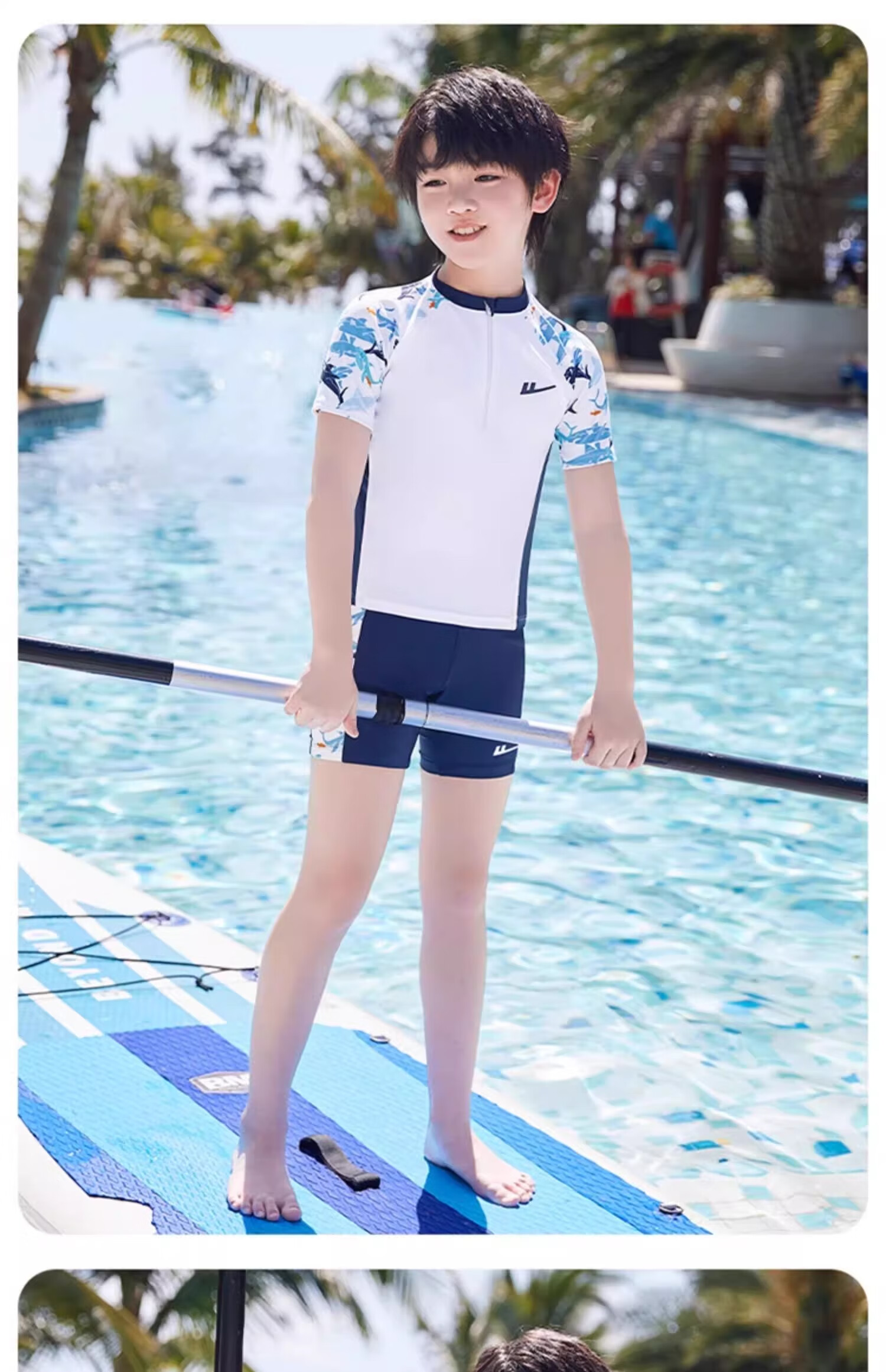 Huili Children's Swimwear, Boys' Two-Piece Swimsuit, Hot Spring Set 34012, Blue, XL 13