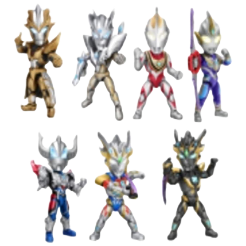 LDCX Ultraman Children's Toy Figure, Q Version Hero Action Figure, Light-Emitting Eyes, Articulated Joints, Third Series Blind Box