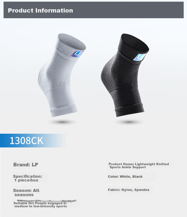 LP 1308CK Sports Ankle Brace, Outdoor Sports Warm Lightweight Breathable Ankle Joint Protector, Black, Two-Pack, Size L 11
