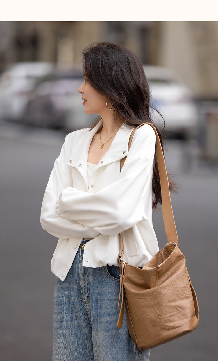 Dme [Minimalist Outfit] Spring High-Count High-Density Pique Mesh Stand Collar Four-Button Elastic Hem Short Women's Jacket 8
