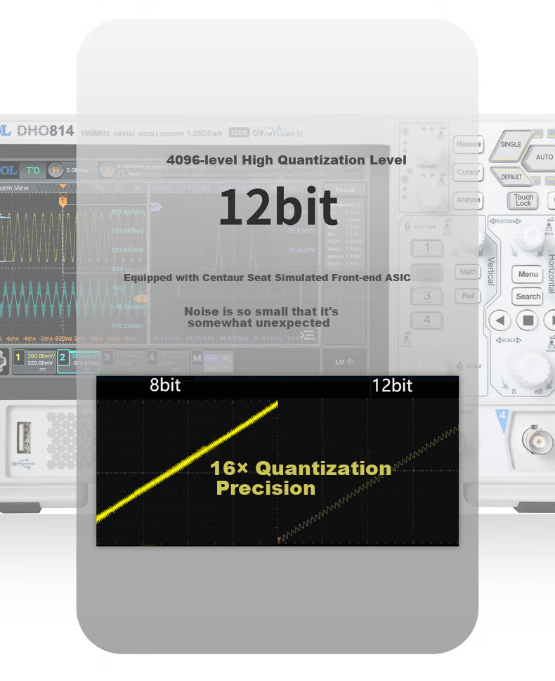 RIGOL Puyuan DHO804 Digital Oscilloscope 70MHz 4-Channel 12-bit Oscilloscope 10