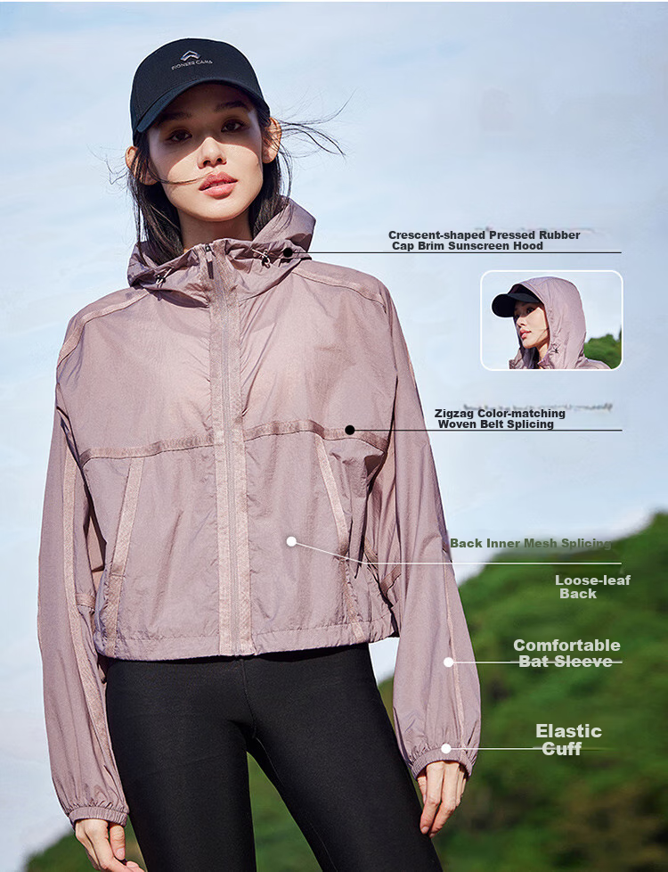 Pioneer Camp Butterfly Shadow Sun Protection Clothing for Women, Summer Lightweight Breathable Sun Protection Garment, UV-Resistant Skin Coat, Short Loose-Fitting Jacket 6