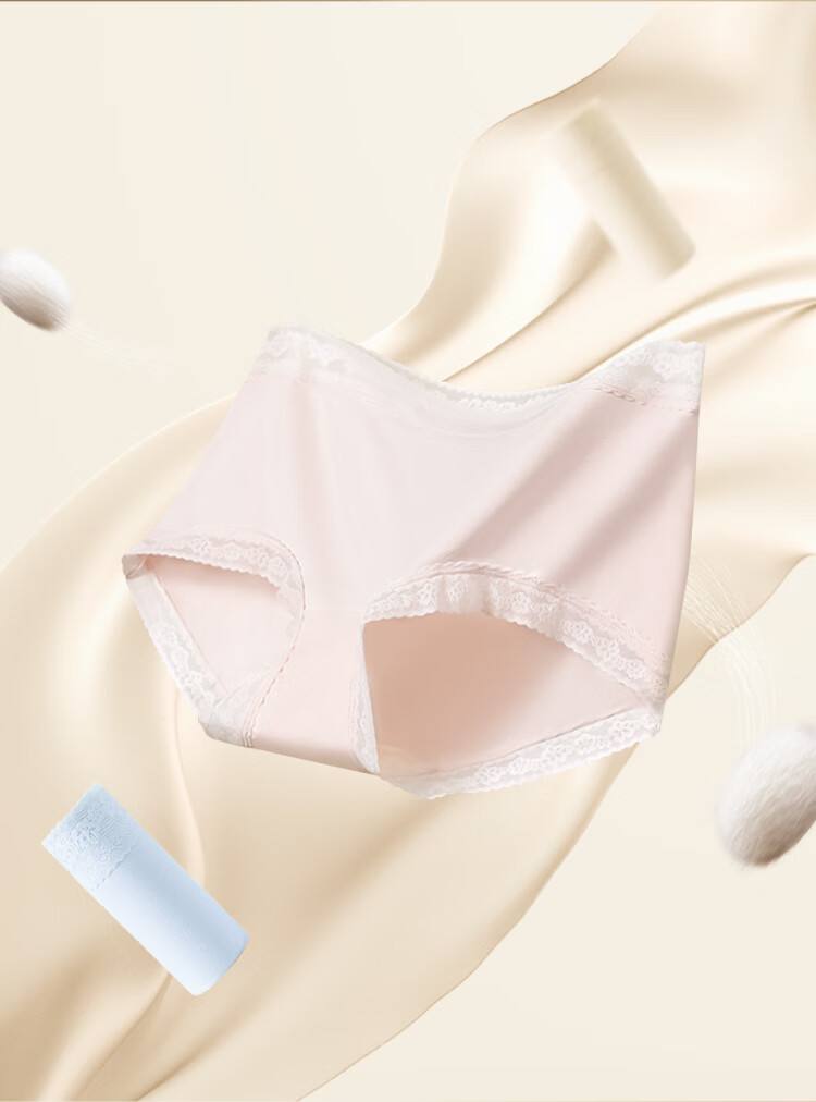 Hongdou Women's Underwear 7A Antibacterial Silk Crotch 60S Modal Soft Elastic Lace Trim Triangle Panties 3-Pack 7