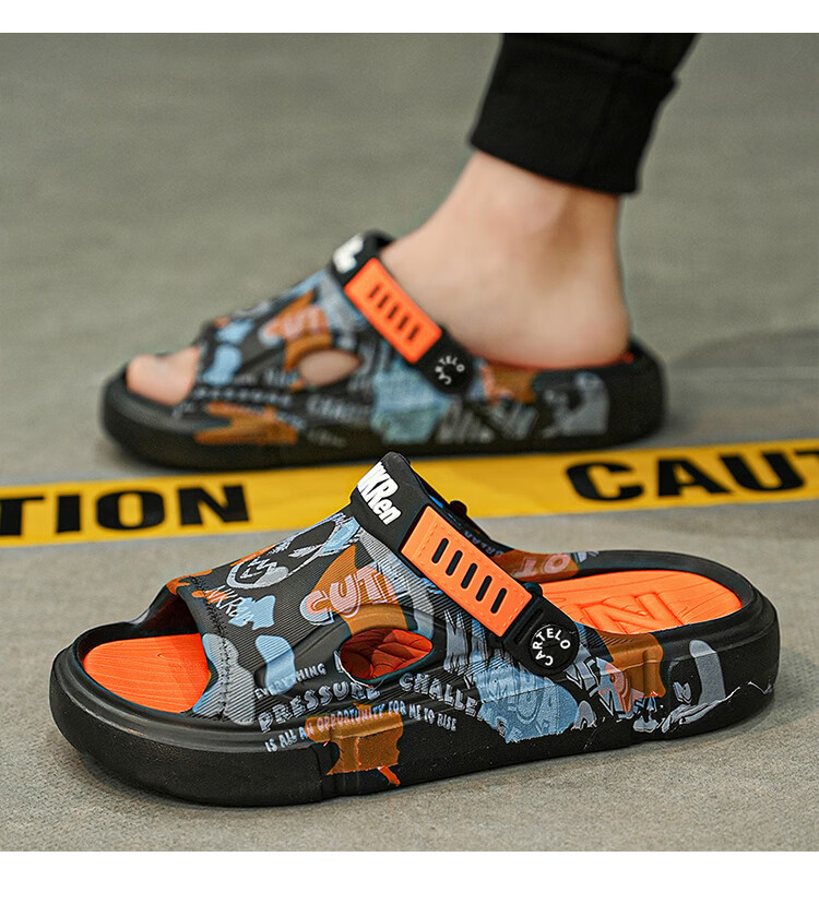 CARTELO Men's Summer Slippers Dual-Purpose Soft Sole Beach Casual Sandals Khaki Size 41-42 12